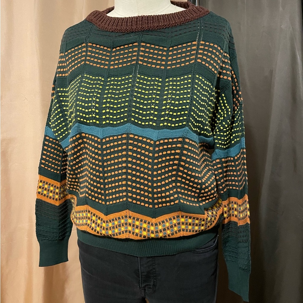 GUC Missoni Knit Multicolor ZigZag Dolman Sleeve Sweater, Size M
